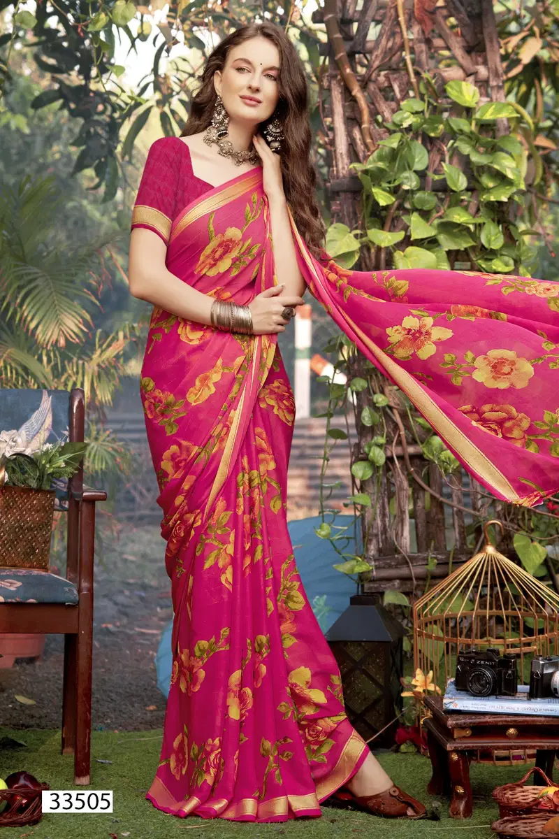 Shridha Vol 7 By Vallabhi Moss Georgette Printed Saree Exporters In India